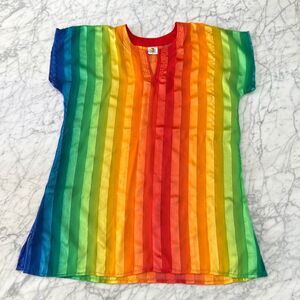 Vintage Barefoot Attitude cover up Rainbow Womens M
